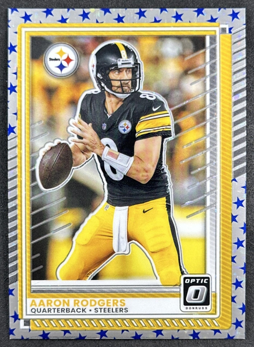 Aaron Rodgers 2025 Panini Donruss Optic Stars Prizm Steelers front