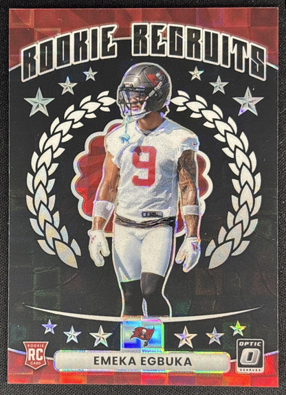Emeka Egbuka 2025 Donruss Optic Rookie Recruits Black Pandora Prizm /149 Buccaneers