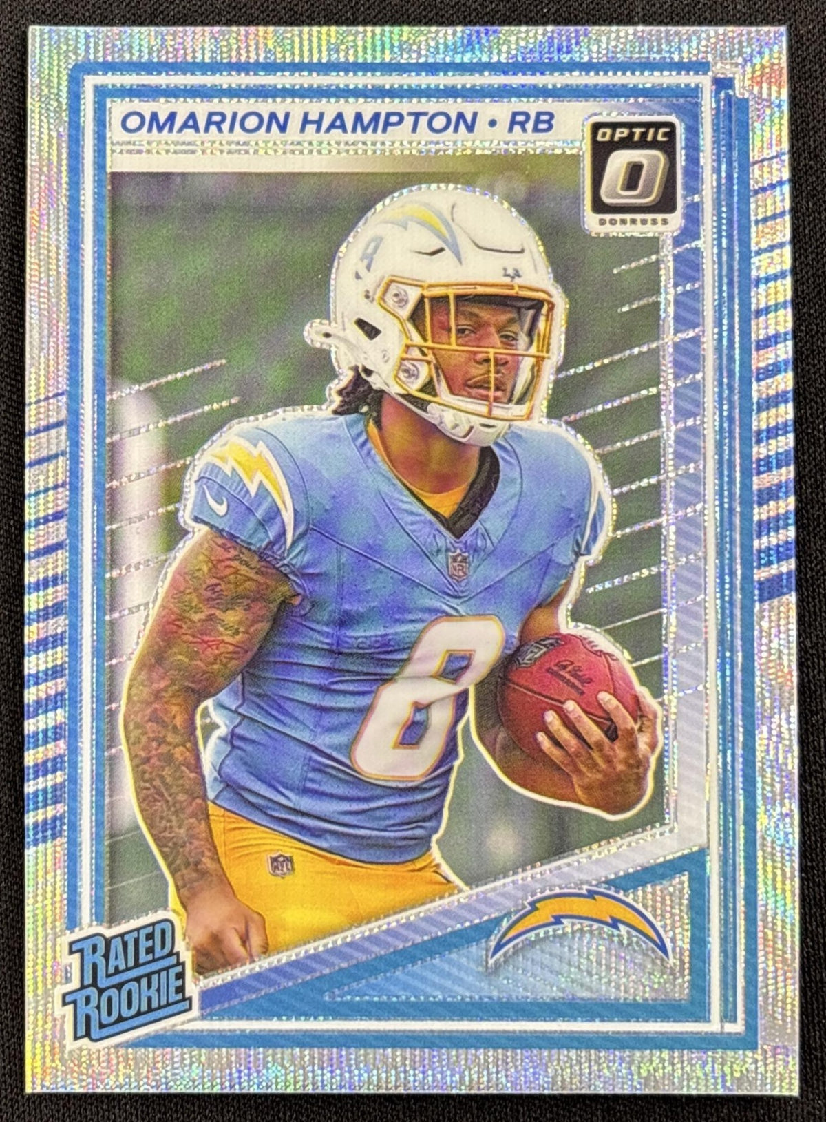 Omarion Hampton 2025 Panini Donruss Optic Rated Rookie Wave Prizm /300 Chargers