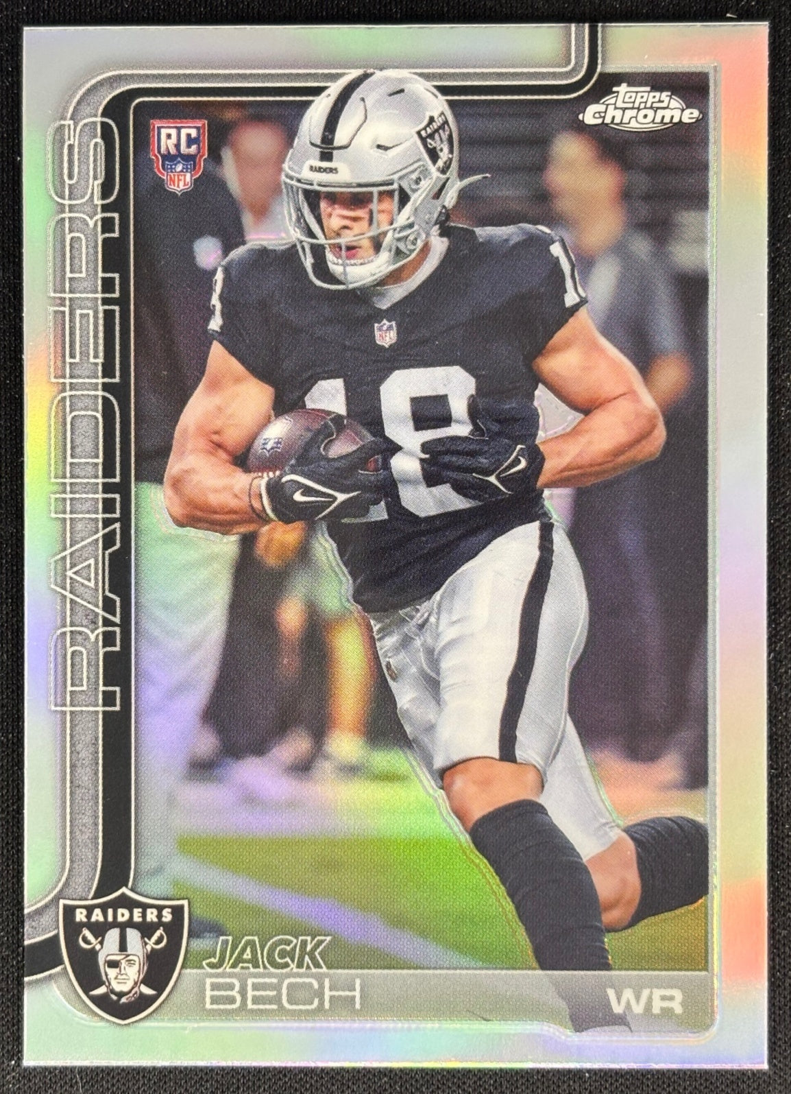 Jack Bech 2025 Topps Chrome Rookie Refractor Raiders Sports Trading Cards