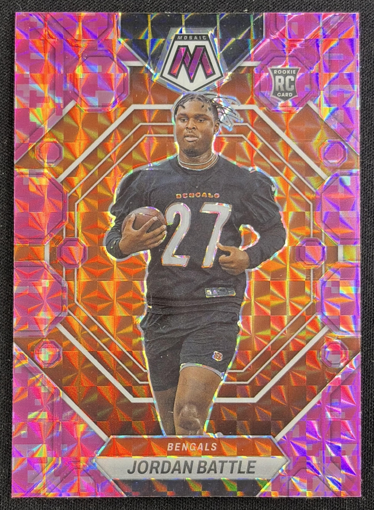 Jordan Battle 2023 Panini Mosaic Camo Pink Mosaic Bengals Sports Trading Card