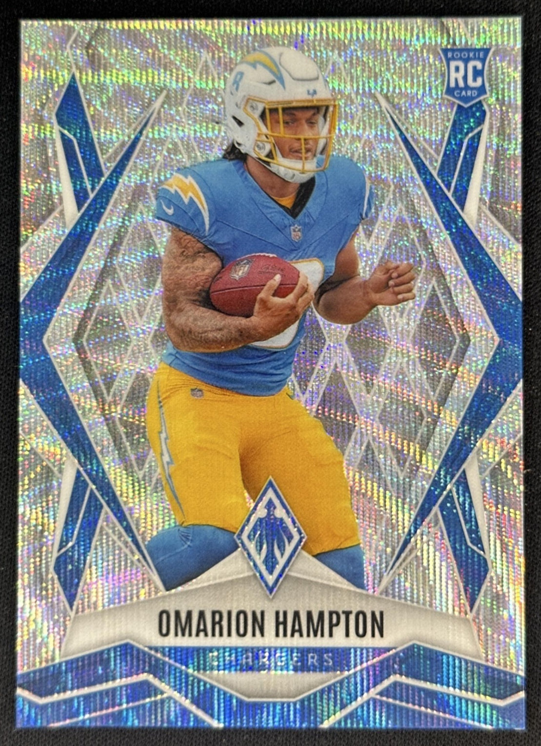 Omarion Hampton 2025 Panini Phoenix Wave Prizm /199 Chargers Sports Trading Cards