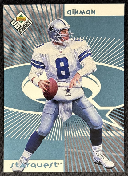 Troy Aikman 1998 Upper Deck Choice StarQuest Blue Cowboys Sports Trading Cards