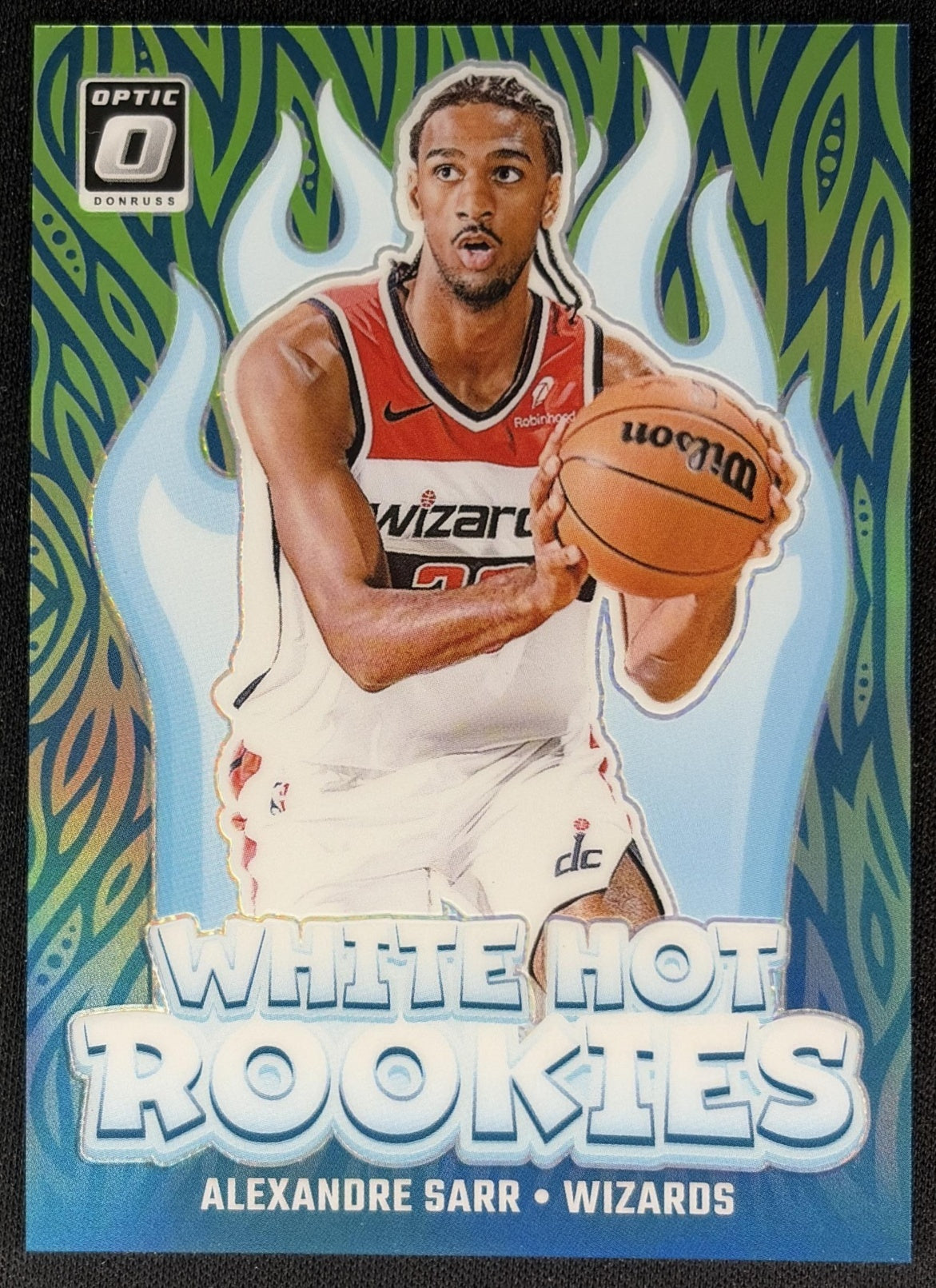 Alexandre Sarr 2024 Donruss Optic White Hot Rookies Lime Green /199 Wizards front