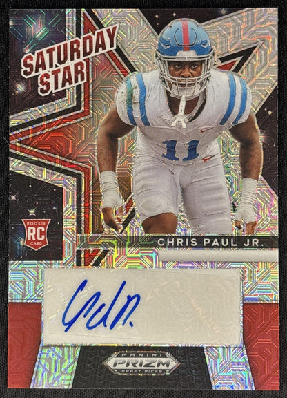 Chris Paul Jr. 2025 Prizm Draft Picks Saturday Star Signatures Mojo /25 Rebels front