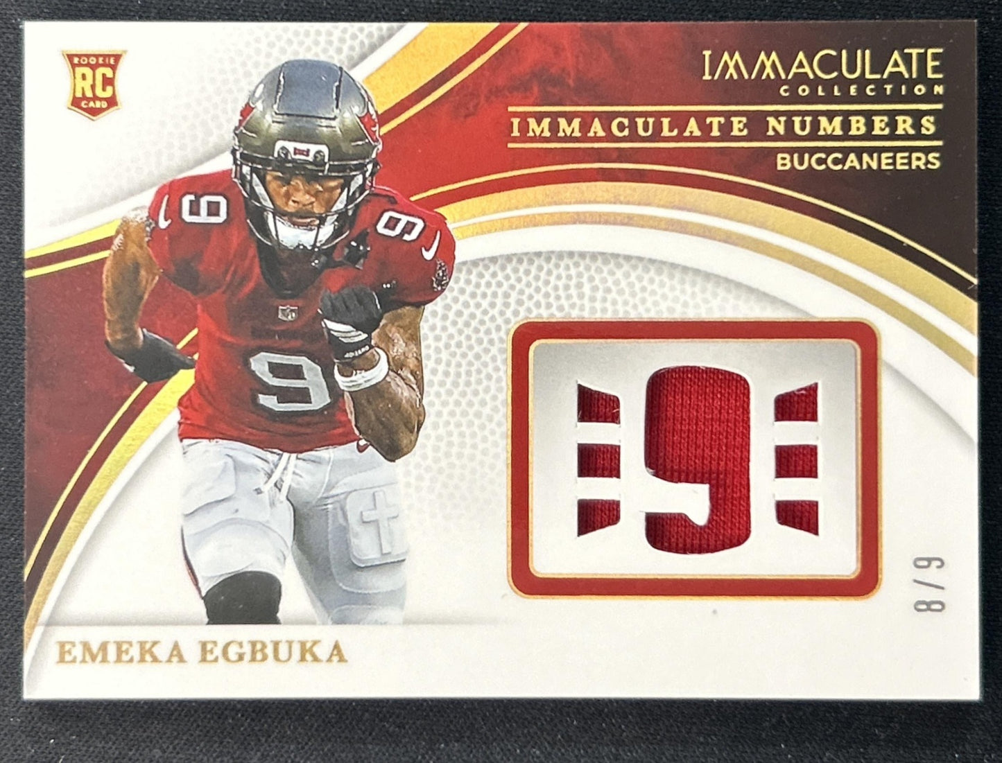 Emeka Egbuka 2025 Panini Immaculate Collection Numbers Memorabilia /9 Buccaneers front
