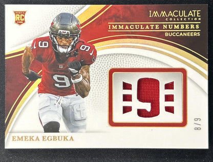 Emeka Egbuka 2025 Panini Immaculate Collection Numbers Memorabilia /9 Buccaneers front