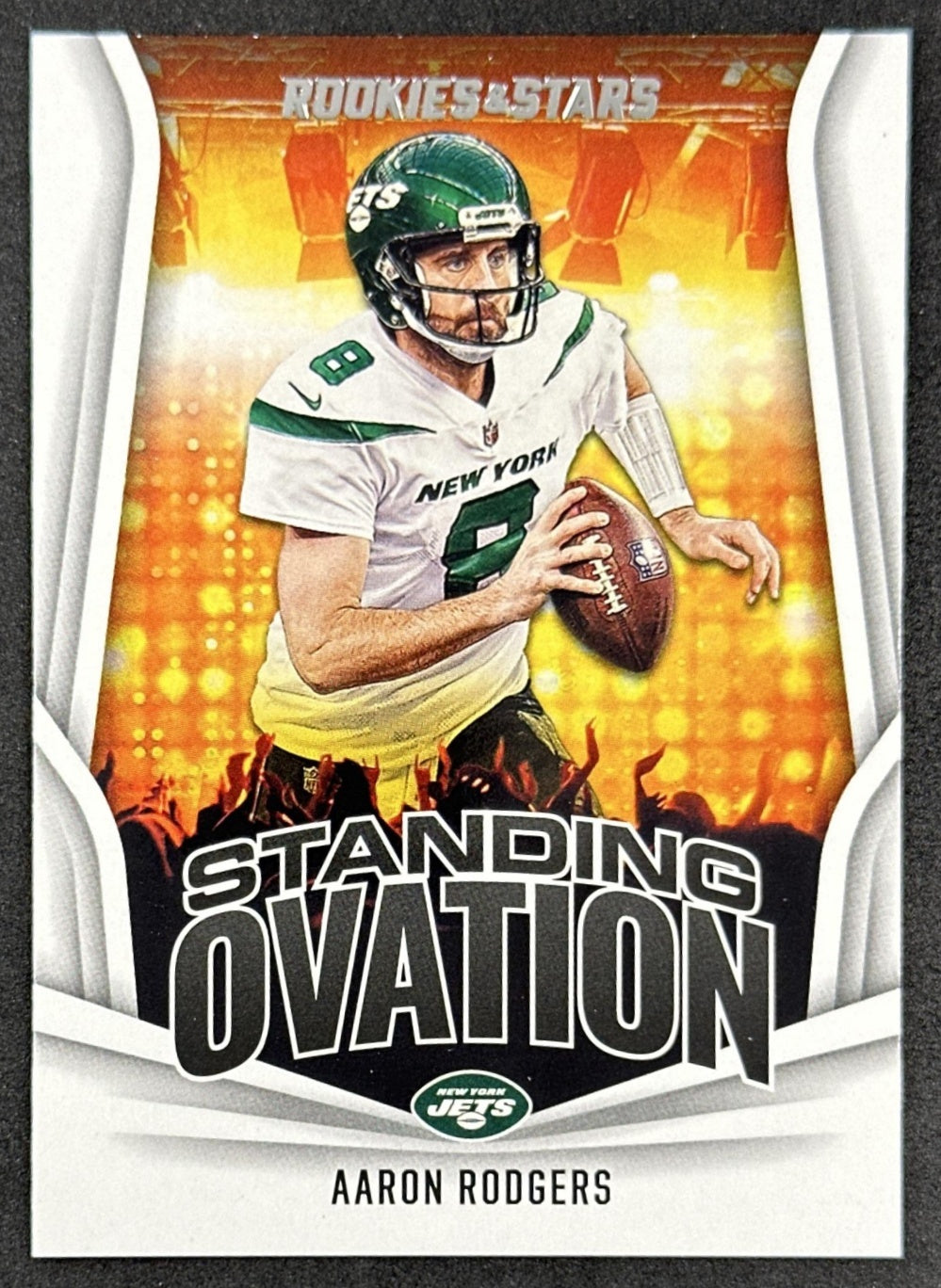 Aaron Rodgers 2023 Panini Rookies & Stars Standing Ovation Jets Front