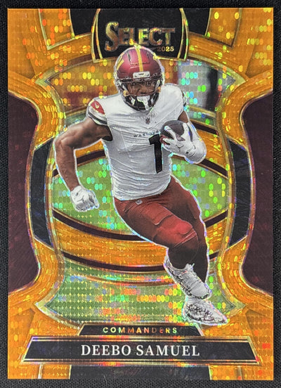 Deebo Samuel 2025 Panini Select Concourse Neon Orange Pulsar Prizm /7 Commanders Sports Trading Cards