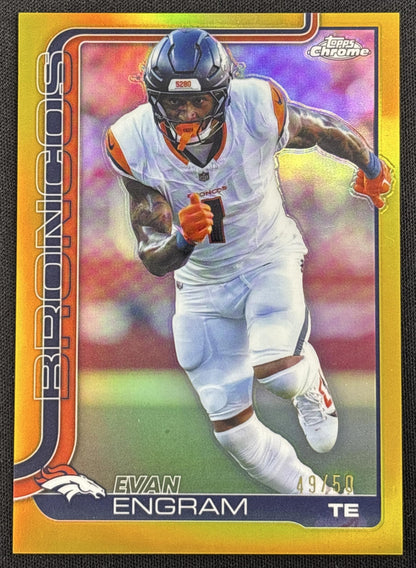 Evan Engram 2025 Topps Chrome Gold Refractor /50 Broncos