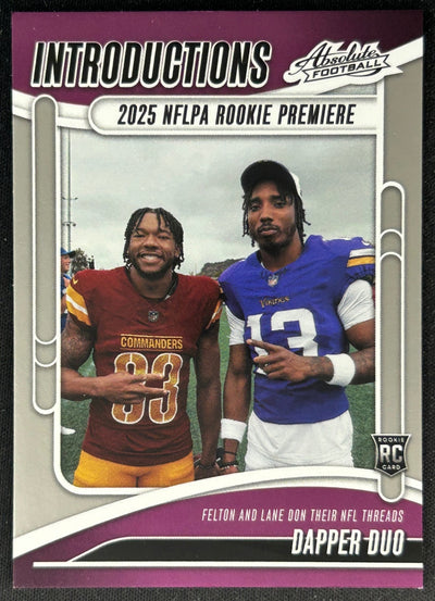 Dapper Duo 2025 Panini Absolute Introductions Commanders Vikings Sports Trading Cards