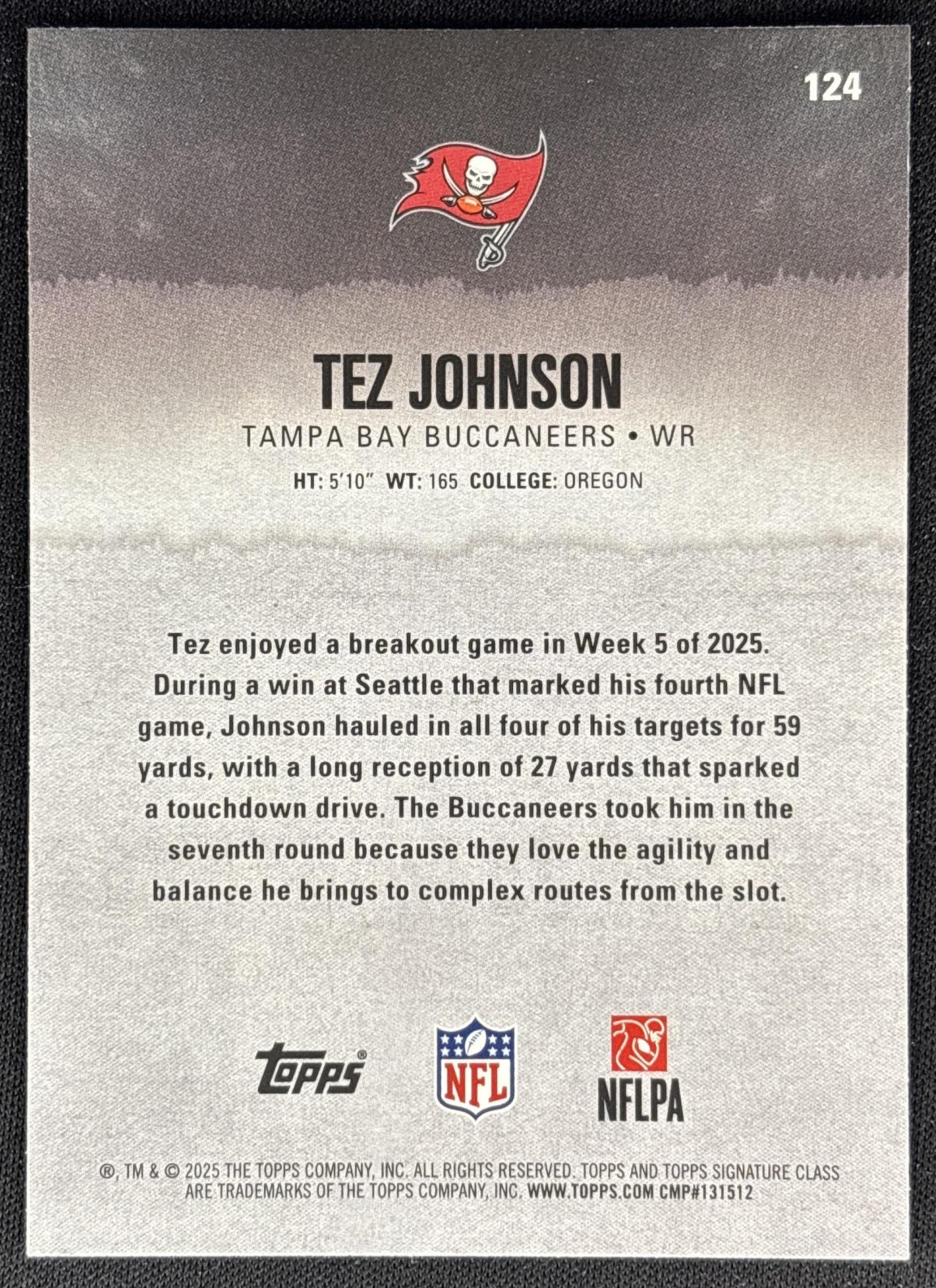 Tez Johnson 2025 Topps Signature Class Rookie Buccaneers front