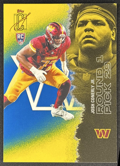 Josh Conerly Jr. 2025 Topps Signature Class Rookie Blue & Yellow Foil Commanders front