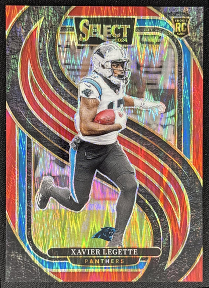 Xavier Legette 2024 Panini Select Premier Red Prizm Shock /249 Panthers
