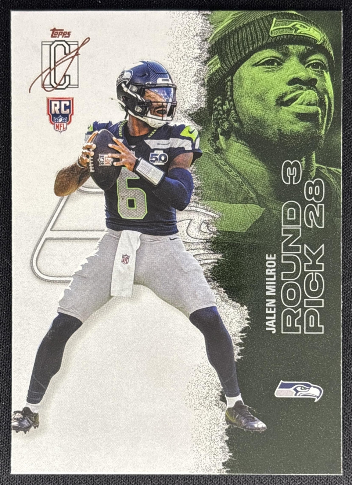 Jalen Milroe 2025 Topps Signature Class Rookie Seahawks front