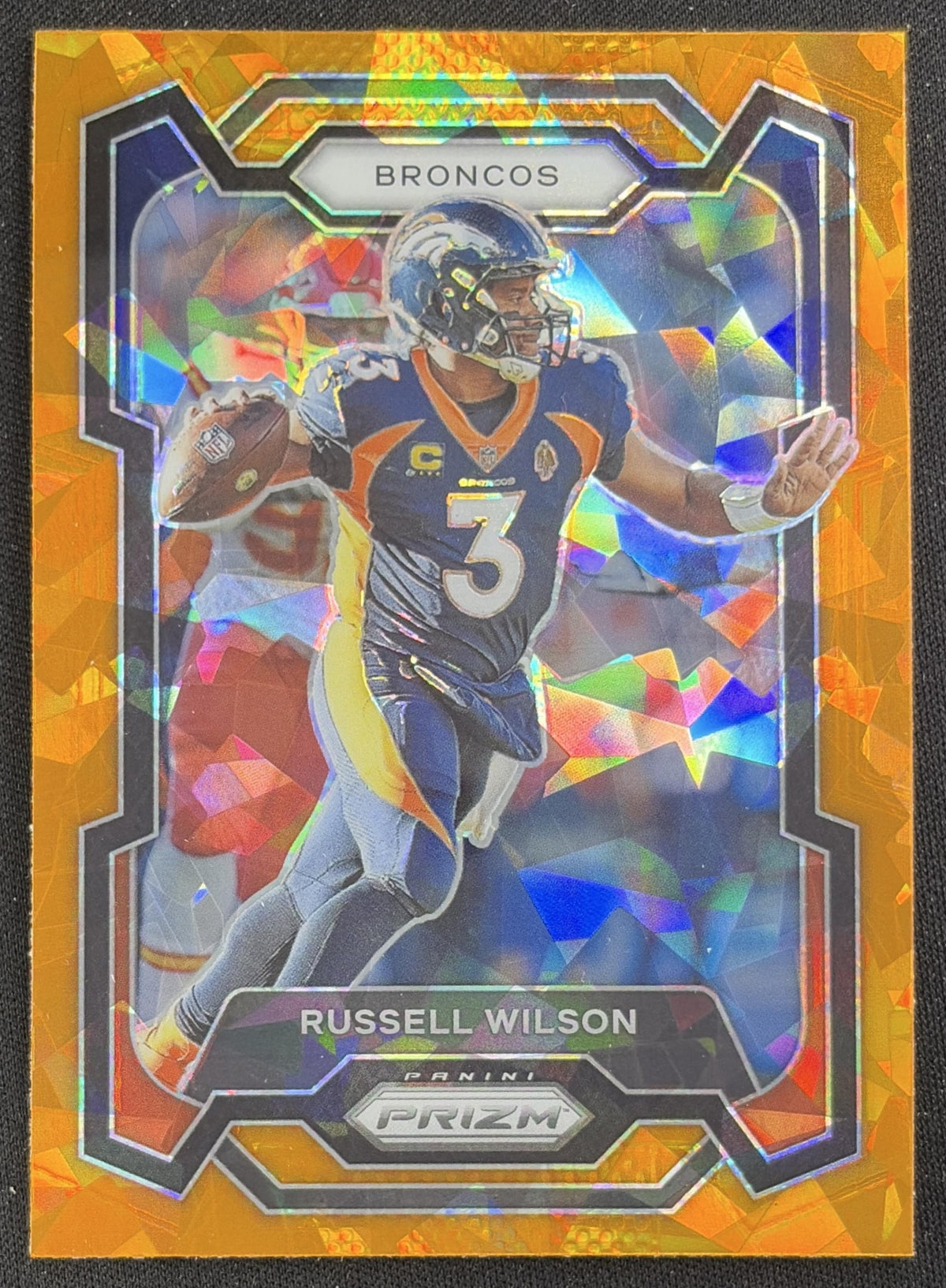 Russell Wilson 2023 Panini Prizm Orange Ice Broncos Sports Trading Card