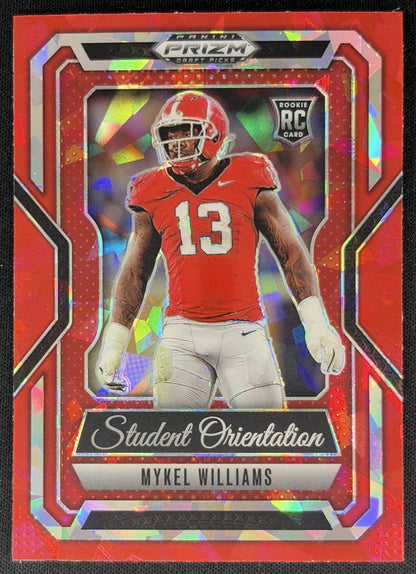 Mykel Williams 2025 Prizm Draft Picks Student Orientation Red Ice 49ers Front