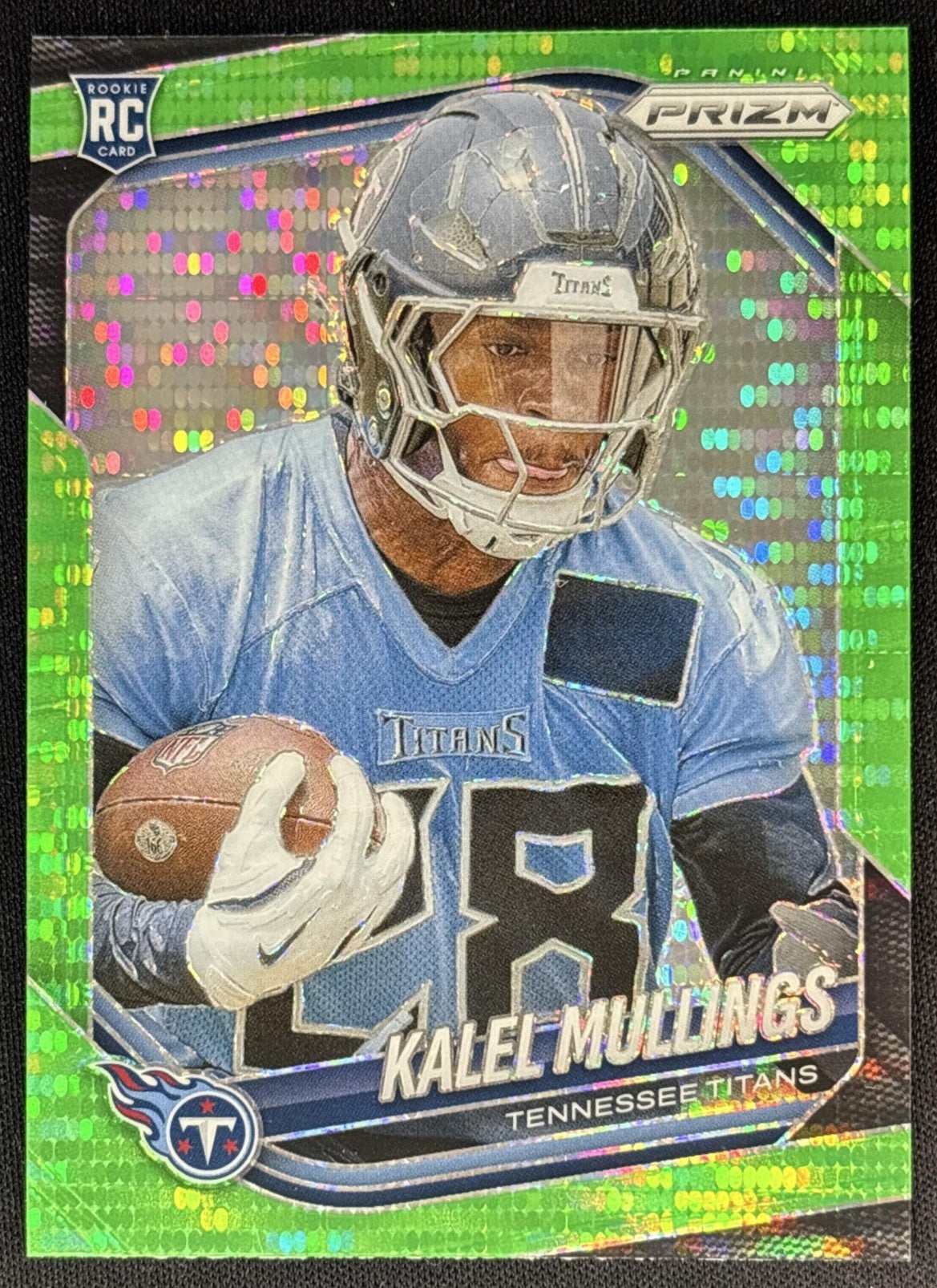 Kalel Mullings 2025 Panini Prizm Neon Green Pulsar Titans - Tennessee Titans