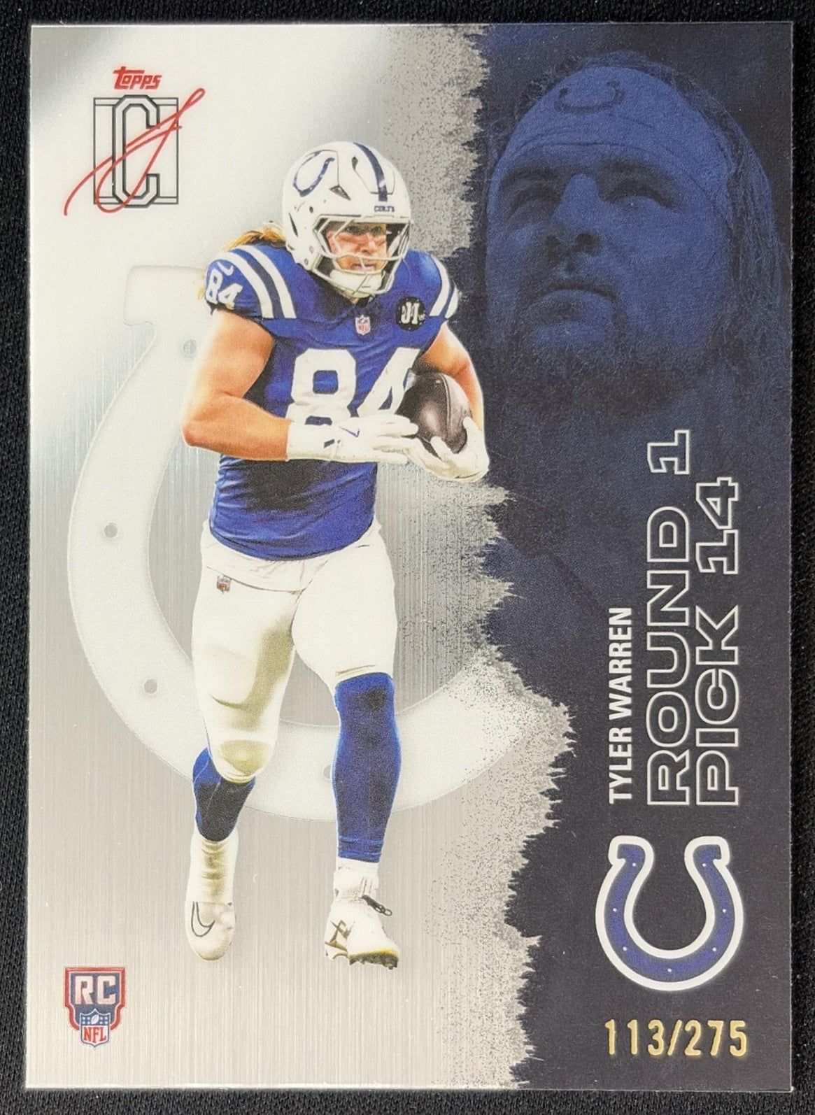 Tyler Warren 2025 Signature Class Chrome Rookie Silver Refractor /275 Colts front