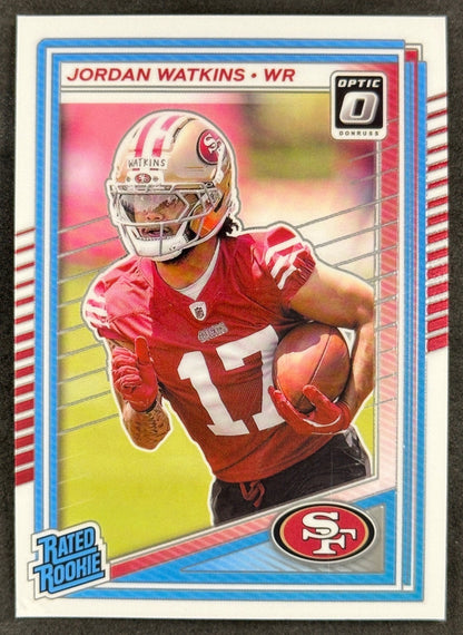 Jordan Watkins 2025 Donruss Optic Rated Rookie 49ers Sports Trading Card