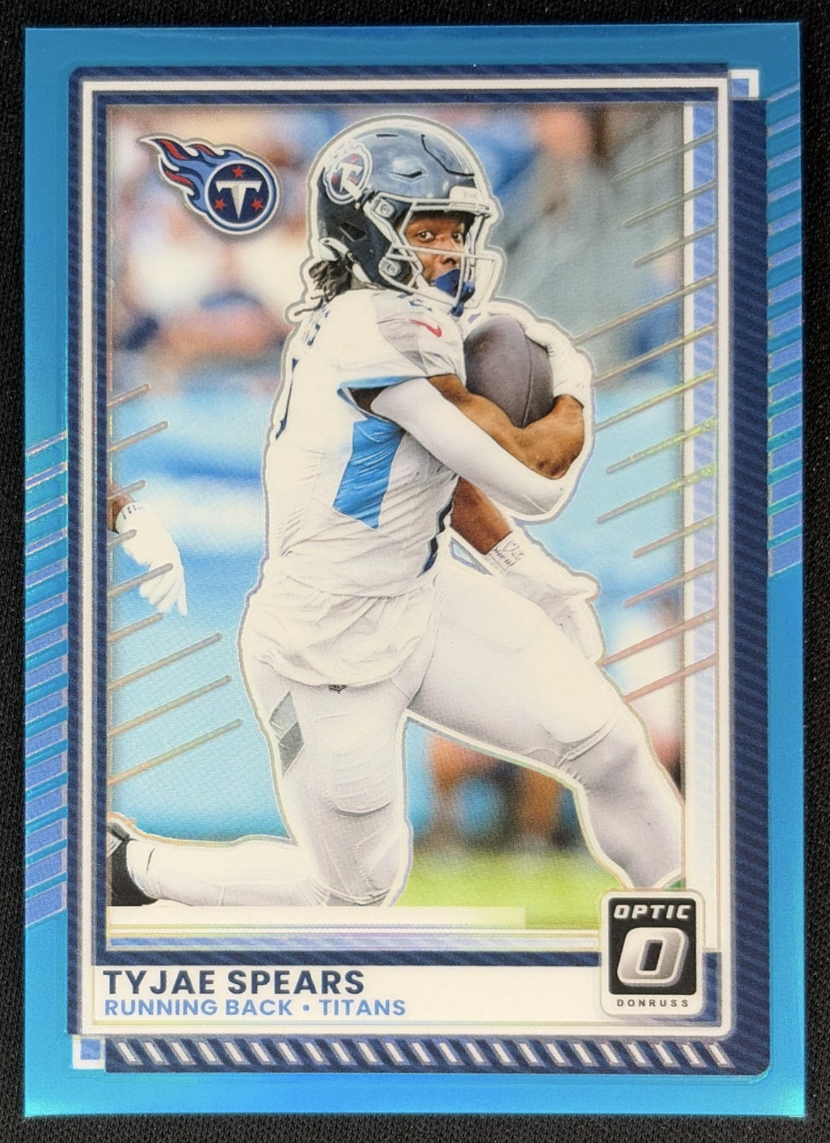 Tyjae Spears 2025 Panini Donruss Optic Aqua Prizm /349 Titans Sports Trading Cards