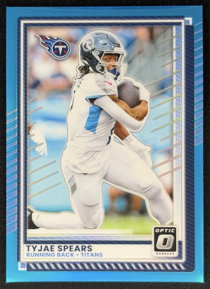 Tyjae Spears 2025 Panini Donruss Optic Aqua Prizm /349 Titans Sports Trading Cards