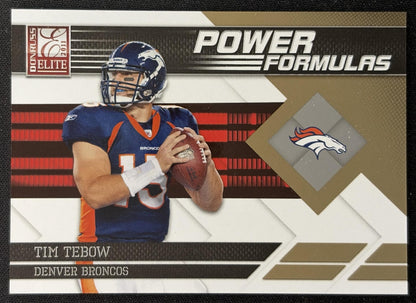 Tim Tebow 2011 Panini Donruss Elite Power Formulas Gold /999 Broncos front