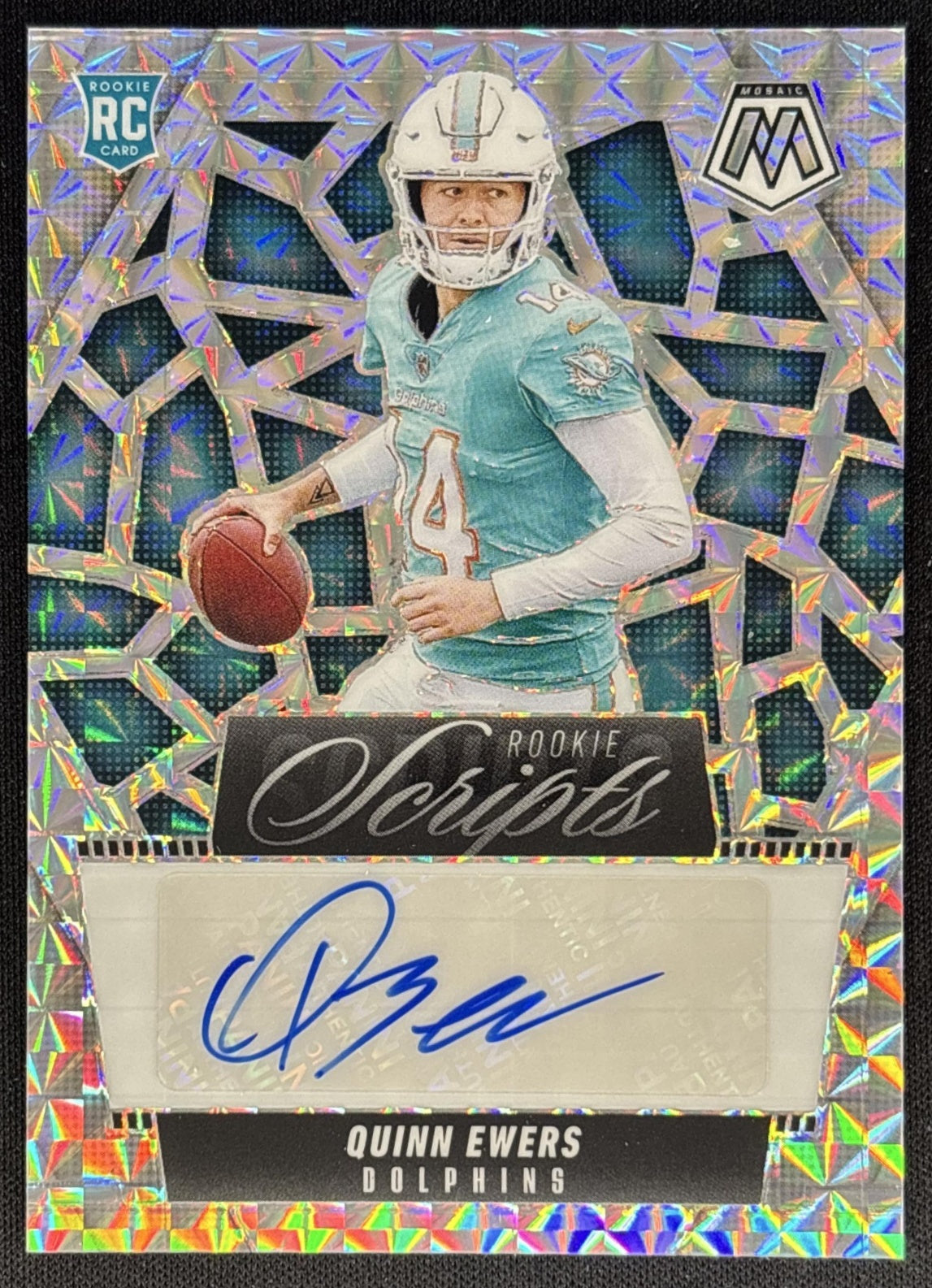Quinn Ewers 2025 Panini Mosaic Rookie Scripts Dolphins Sports Trading Cards