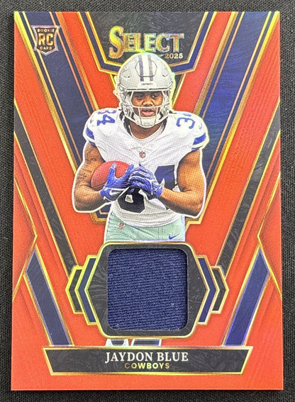 Jaydon Blue 2025 Panini Select Rookie Swatches Red Prizm Cowboys