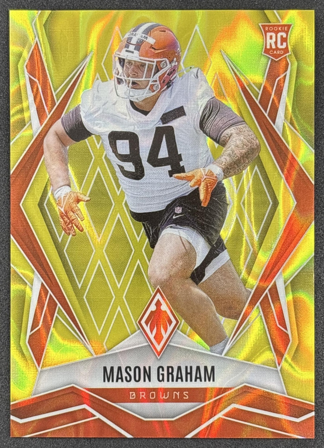 Mason Graham 2025 Panini Phoenix Yellow Lava Prizm /125 Browns front