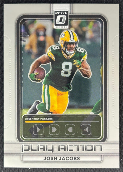 Josh Jacobs 2025 Panini Donruss Optic Play Action Packers Sports Trading Card