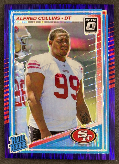 Alfred Collins 2025 Donruss Optic Rated Rookie Purple Shock Prizm 49ers Sports Trading Card