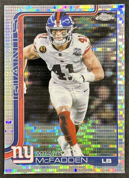 Micah McFadden 2025 Topps Chrome Pulsar Refractor Giants front