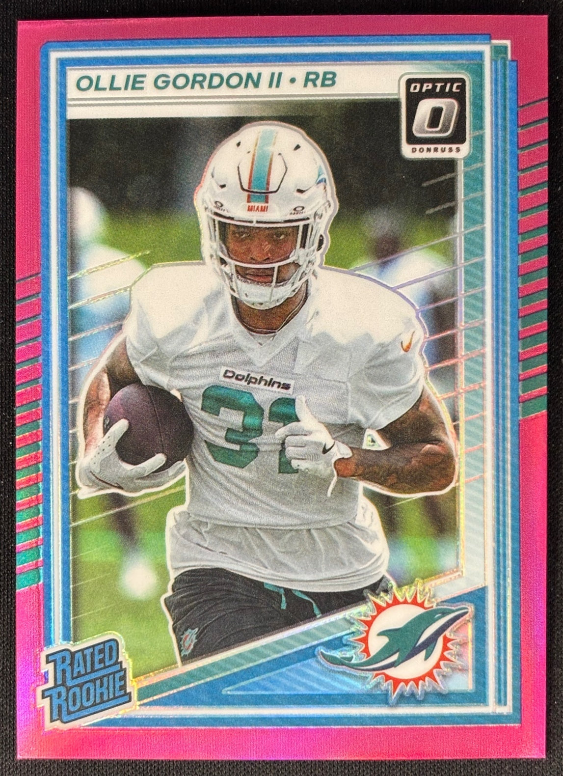 Ollie Gordon II 2025 Donruss Optic Rated Rookie Pink Prizm Dolphins Sports Trading Card