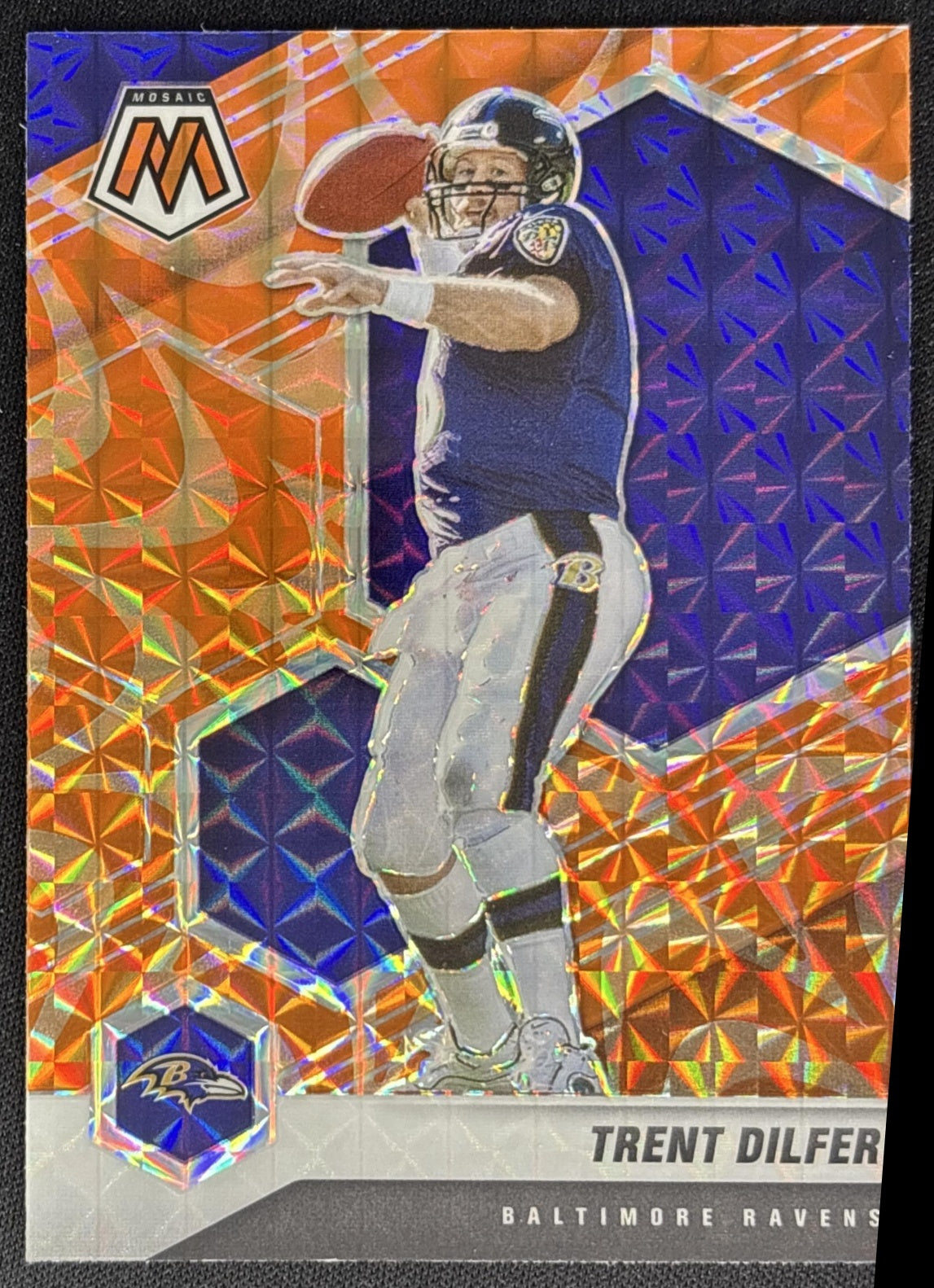 Trent Dilfer 2021 Panini Mosaic Prizm Reactive Orange Ravens front
