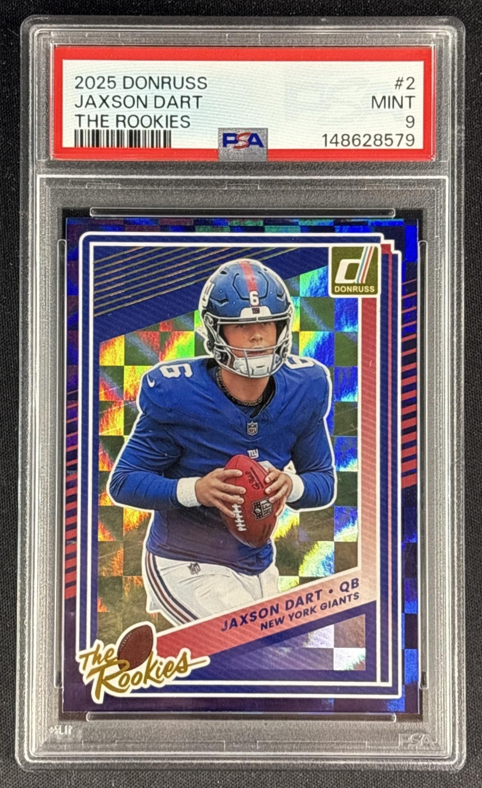 Jaxson Dart 2025 Panini Donruss The Rookies PSA 9 Giants Sports Trading Cards