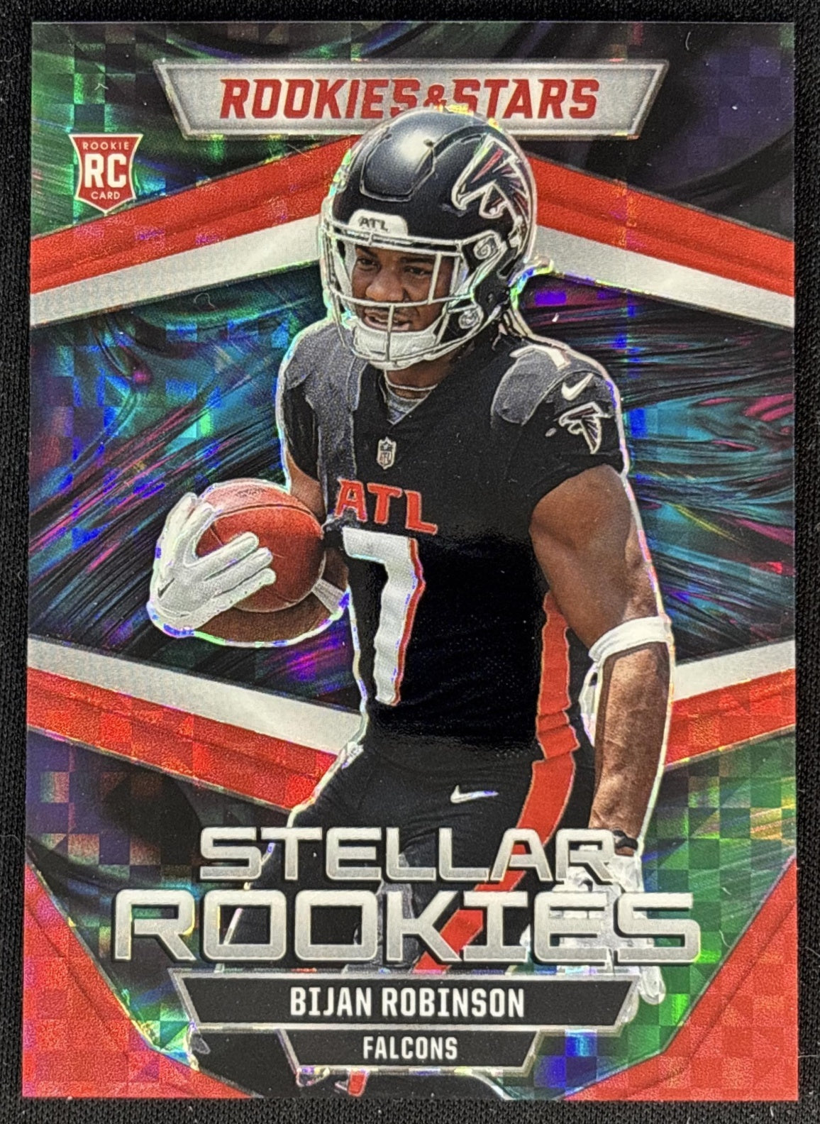 Bijan Robinson 2023 Panini Rookies & Stars Stellar Red Plaid Falcons Front