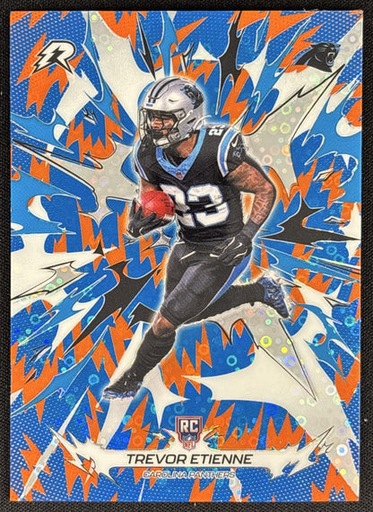 Trevor Etienne 2025 Topps Resurgence Blue and Orange Spark Refractor Panthers