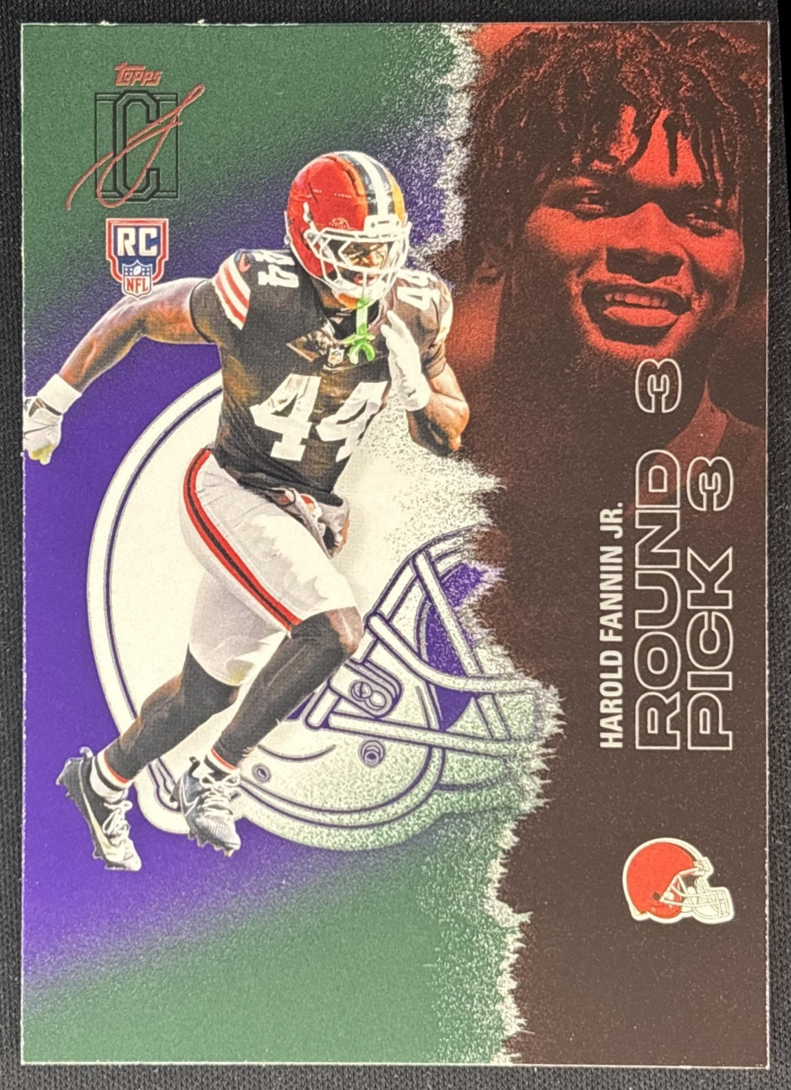 Harold Fannin Jr. 2025 Topps Signature Class Rookie Green & Purple Foil Browns front