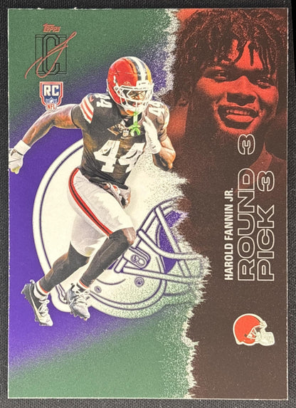 Harold Fannin Jr. 2025 Topps Signature Class Rookie Green & Purple Foil Browns front
