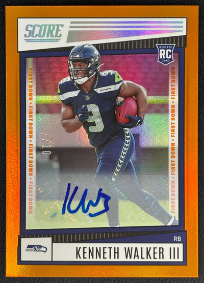 Kenneth Walker III 2022 Score Signatures First Down /10 Rookie Seahawks - Front (Wayne Collection)