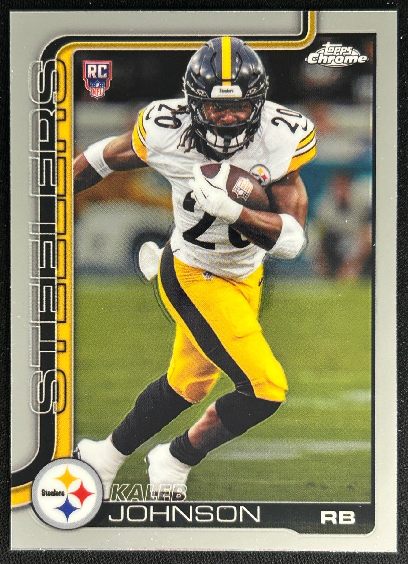 Kaleb Johnson 2025 Topps Chrome Rookie Steelers Sports Trading Cards