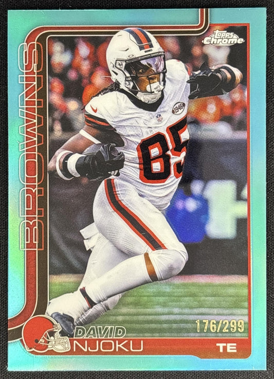 David Njoku 2025 Topps Chrome Teal Refractor /299 Browns front
