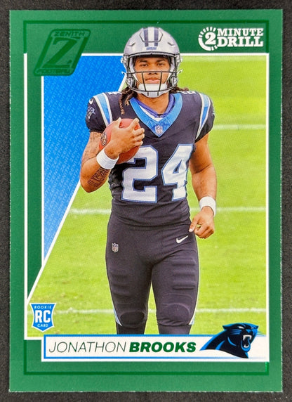 Jonathon Brooks 2024 Zenith Rookie Green 2 Minute Drill Panthers Sports Trading Card
