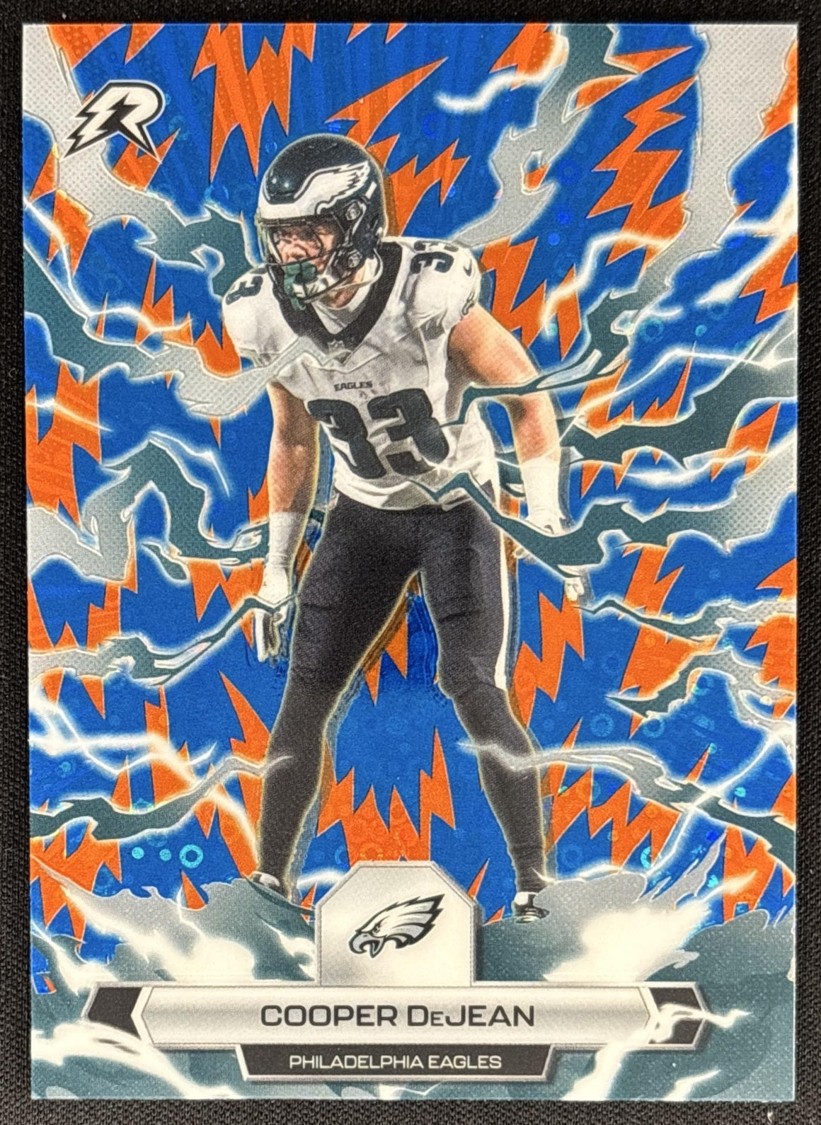 Cooper DeJean 2025 Topps Resurgence Blue and Orange Spark Refractor Eagles