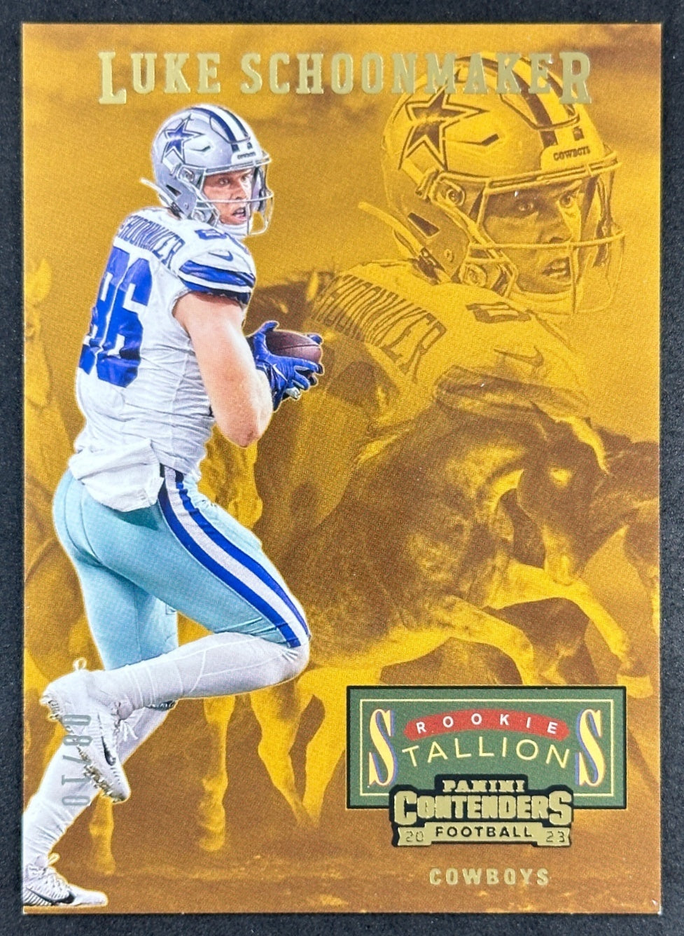 Luke Schoonmaker 2023 Panini Contenders Rookie Stallions Cowboys front