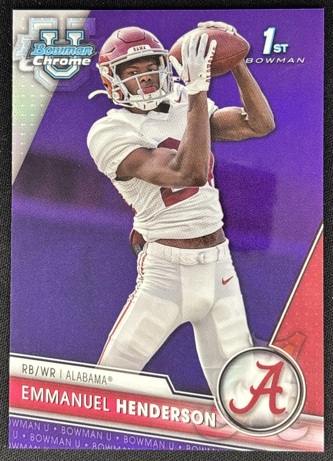 Emmanuel Henderson 2023 University Chrome Purple Refractor /399 Crimson Tide front