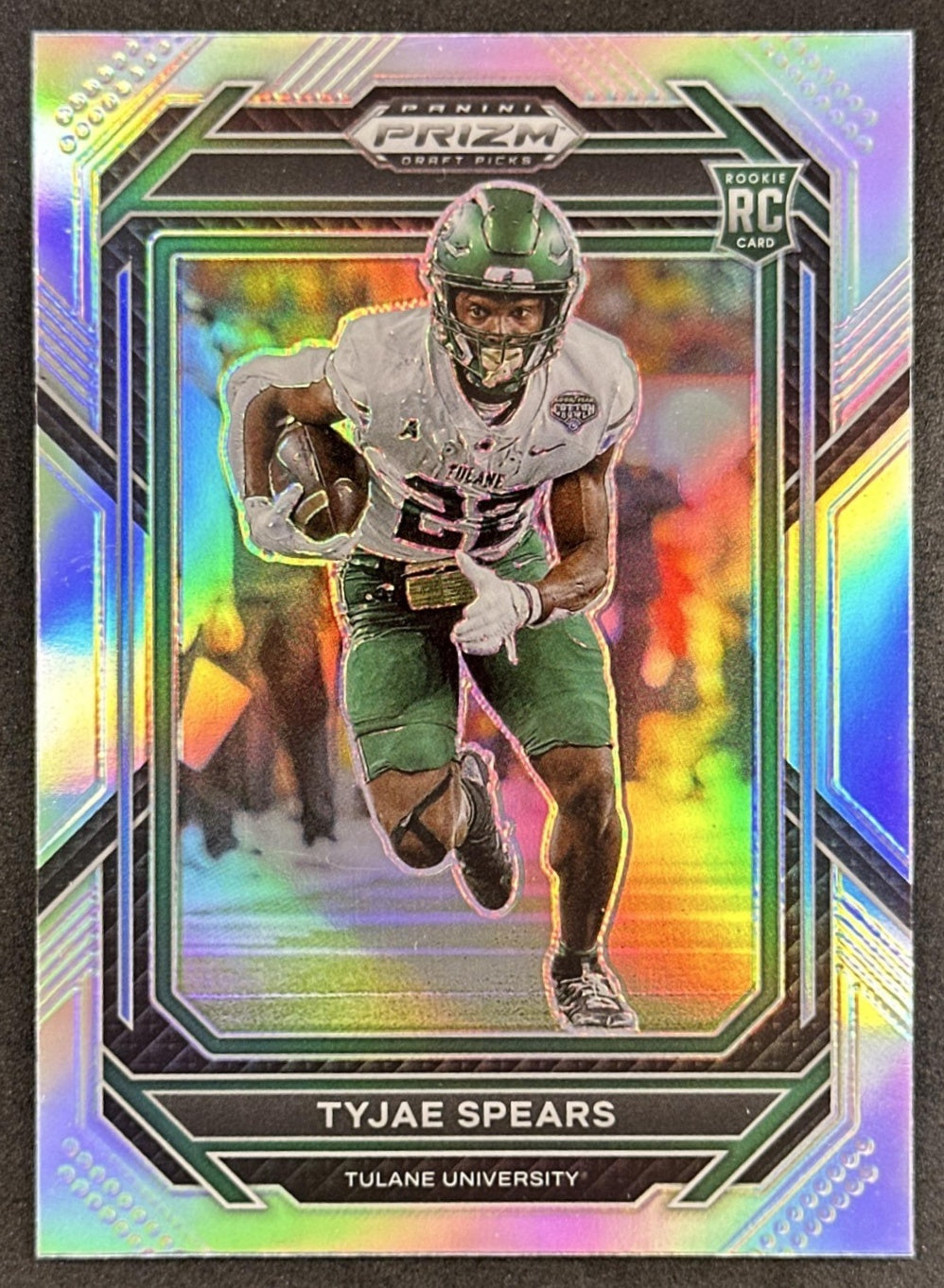 Tyjae Spears 2023 Panini Prizm Draft Picks Prizms Silver Green Wave Sports Trading Card