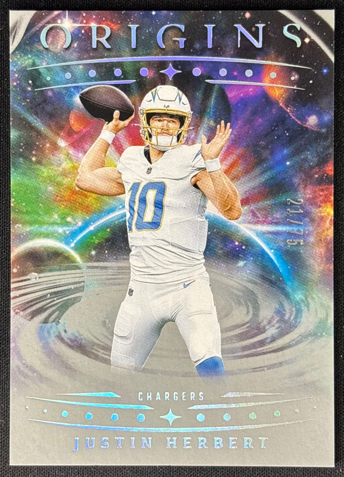 Justin Herbert 2025 Origins Silver /75 Chargers sports trading card