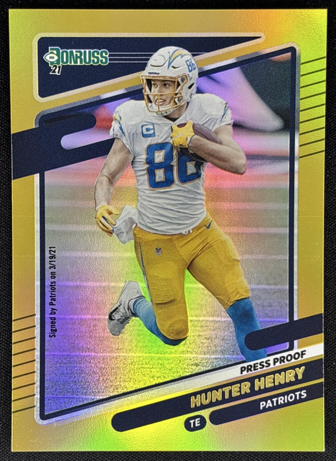 Hunter Henry 2021 Panini Donruss Press Proof Premium Patriots